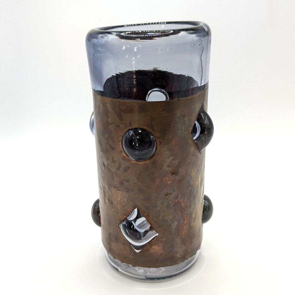 Vintage MCM Felipe Derflingher Brutalist Caged Imprisoned Highball Glass 5.75in